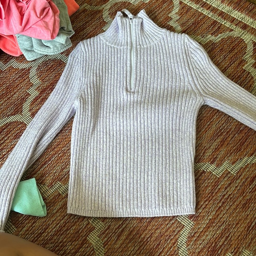 aerie half zip sweater in purple never worn